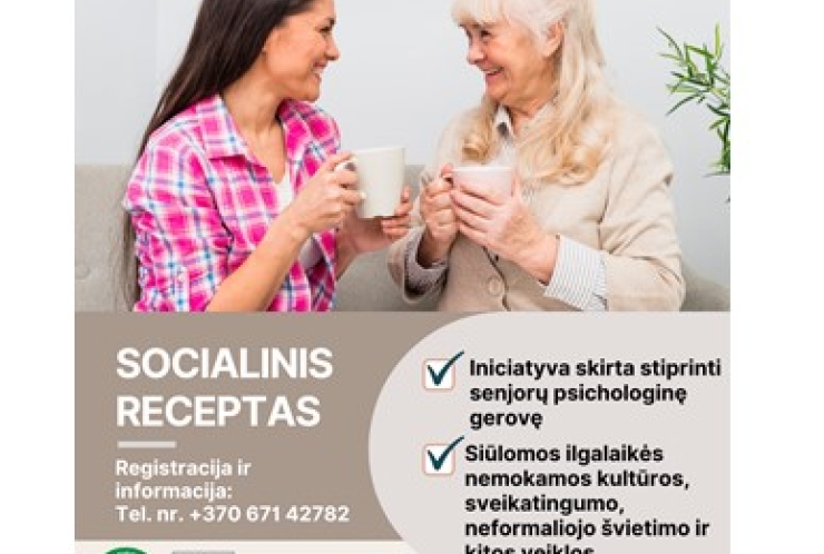 Kviečiame senjorus (+65) prisijungti prie Iniciatyvos „Socialinis receptas“